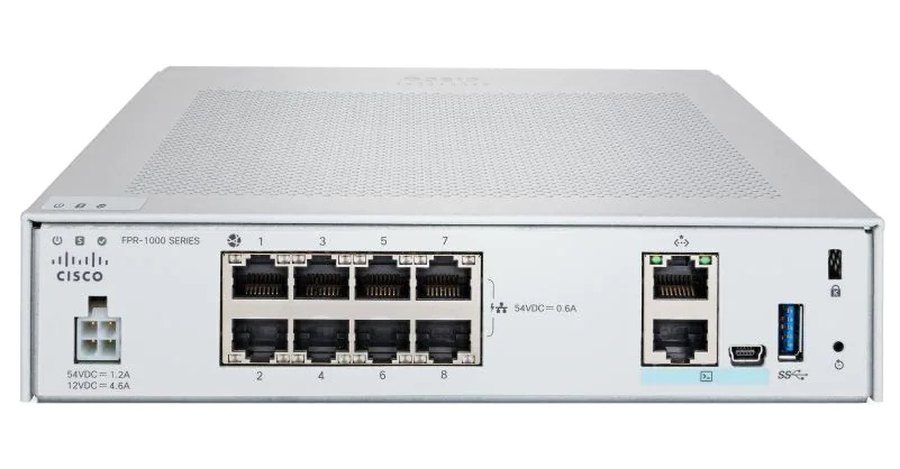 Cisco FPR1010-NGFW-K9, Tường lửa Cisco Firepower 1010 (FPR1010-NGFW-K9) NGFW, 8 x 1000BASE-T RJ-45, IPS 900 Mbps