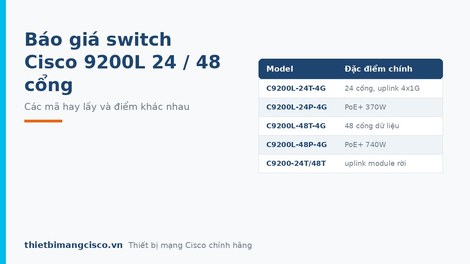 Bảng báo giá switch cisco 9200L 24 ports, 48 ports chính hãng mới nhất