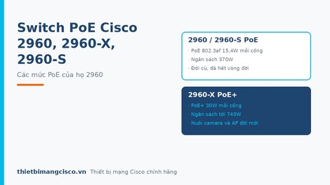Switch PoE Cisco 2960, 2960-X, 2960-S đang được ưa chuộng