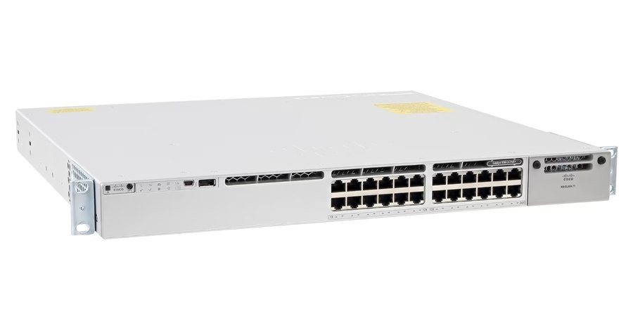 Switch Cisco Catalyst 9300-24P-E với khe module uplink, stack StackWise-480 và nguồn 715 W cho 445 W PoE