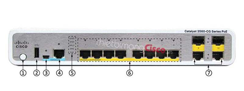 Mặt trước Switch Cisco WS-C3560CG-8PC-S