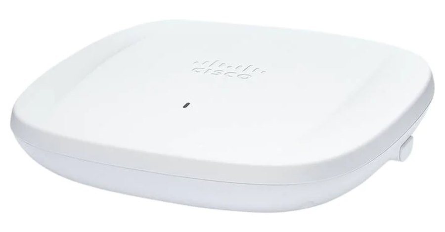 Access point Cisco CW9166I-E cấp nguồn qua PoE từ switch, một trong các thiết bị được nối ra khu vực ngoài toà nhà